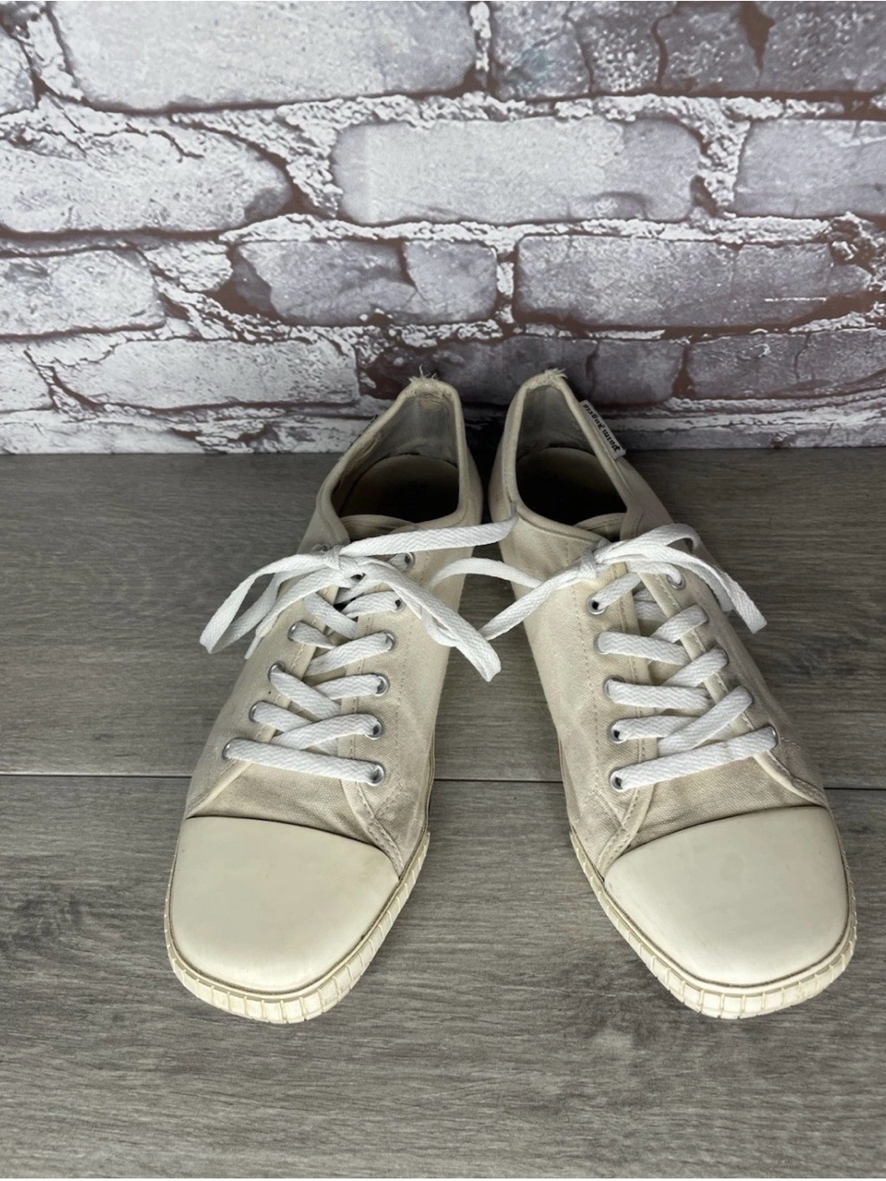 Palm Angels High Top Vulcanized white Canvas Fabric lace Sneakers women sz 39/8M